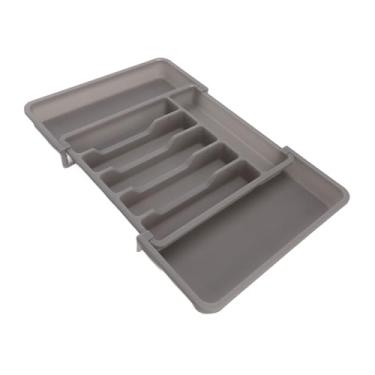 Imagem de Organizador de Gavetas Expansível, Salvamento de Espaço de Plástico de Utensílios Expansíveis para Utensílios de para Talheres para Talheres (Cinza)