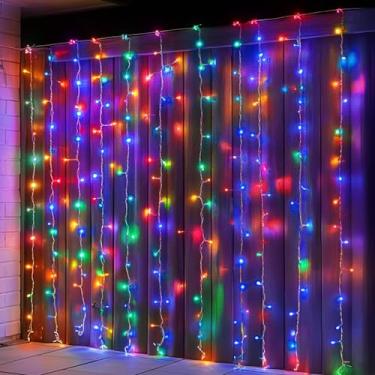 Imagem de Dazzle Bright Cortina De Luzes Com 300 Leds, Natal Para Quarto 8 Modos Iluminação, Decoração Parede Jardim, Festa Casamento E Janela À Prova D'Água, Multicolorida