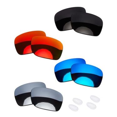 Imagem de OOWLIT 4 pares de lentes de óculos de sol de substituição e protetor de nariz compatíveis com Oakley Holbrook Metal OO4123-55 mm polarizado