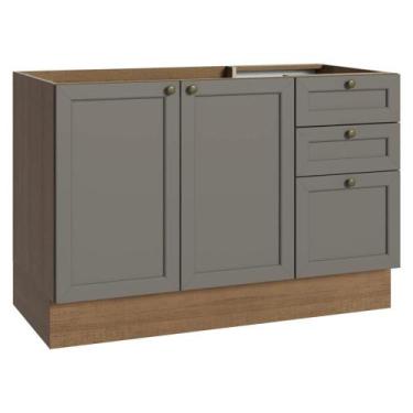 Imagem de Balcão Pia 120 cm 2 Portas 3 Gavetas (Sem Tampo) Vik Madesa, Rustic/Ci