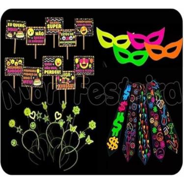 Imagem de Kit Festa Neon Adereços Brilha Luz Negra Balada Fluor