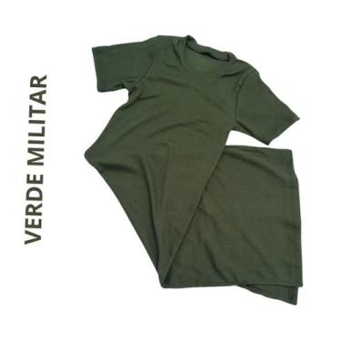 Imagem de Vestido T-shirt Feminino Canelado Manga Longa - Regata - Alça e curto 