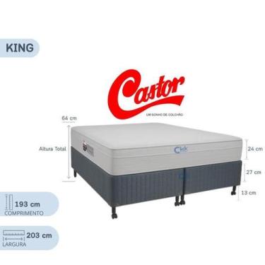 Imagem de Conjunto King Castor Colchão Class New Tecnopedic One Face com Base Bo