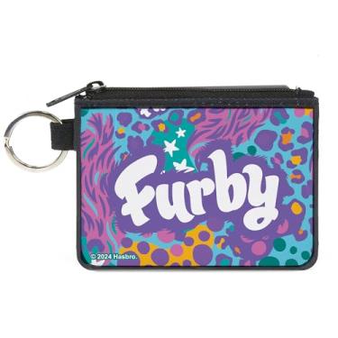 Imagem de Buckle-Down Furby Wallet, Zip Clutch, Furby Title Logo Fur Print Blues Purple White, Canvas, Vermelho, X-SMALL, Casual