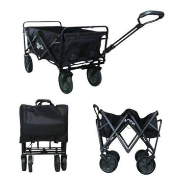 Imagem de Carrinho Preto Dobrável Multiuso Compras e Cargas 80 Kilos - NAUTIKA