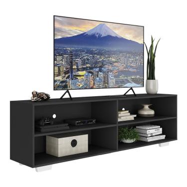 Imagem de Rack Tv 75" Com Pés Jazz Multimóveis V1018 Preto/Branco Preto/Branco