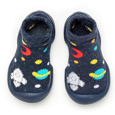 Imagem de Komuello Boys Sapatos infantis de algodão macio, não escorrega, para bebês e crianças, Galaxy, 6-12 Months Toddler