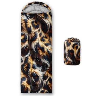 Imagem de lneffble Saco de dormir com estampa de leopardo, adequado para crianças, meninos e meninas, portátil, impermeável, compacto e leve, ótimo para acampamento ao ar livre, mochila e caminhada