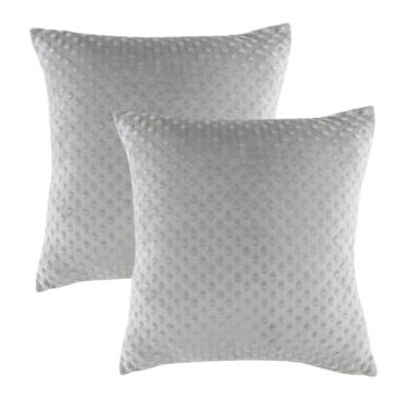 Imagem de Kit 02 Capas de Almofada Tok Poá Relevo Toque Veludo Jolitex (Cinza)