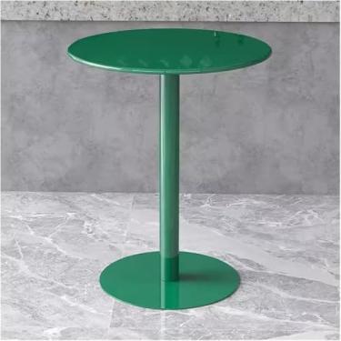 Imagem de Mesa De Bistrô Pátio Mesa De Jantar De Metal De Ferro, Mesa Redonda Pequena, Mesa Lateral De Sofá, Mesa De Centro, Mesa De Chá De Leite, Mesa De Bar, Mesa De, Green, 48x48x62cm