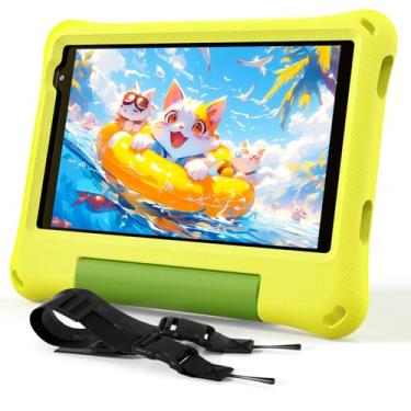 Imagem de Tablet infantil 8 polegadas Android 15, Octa-Core 12 GB RAM + 64 GB ROM, tablet infantil com WiFi 6, controle parental, espaço infantil pré-instalado, capa EVA, protetor de tela antirreflexo, alça