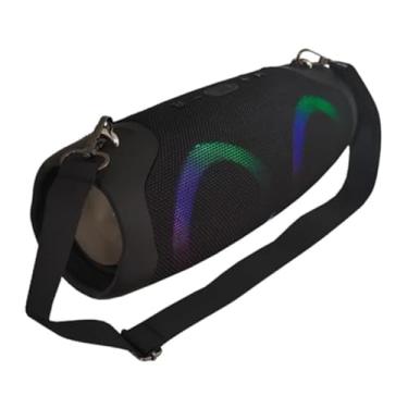 Imagem de Caixa de Som Bluetooth Portátil, 10W, LED Multicolorido, Bateria 2400mAh, Rádio FM (Preto)
