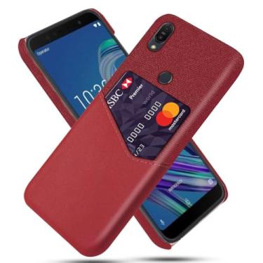 Imagem de Capa para Asus Zenfone ZB601KL,Tela e tampa de couro PU,Antideslizante,360°cobertura completa à prova de choque com 1 slot de cartão atrás,Prevenção de queda-Red