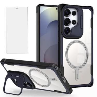 Imagem de Asuwish Capa de celular para Samsung Galaxy S24 Ultra 5G com protetor de tela, suporte para câmera, suporte, capa magnética híbrida, fina, protetora, acessórios para celular S24Ultra 24S S 24 24Ultra