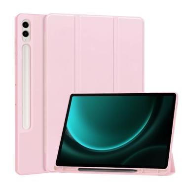 Imagem de Capa Capinha Case para Samsung Galaxy Tab S9 FE Anti Impacto com suporte para S Pen Compatível com Função Auto Sleep Premium (ROSA)