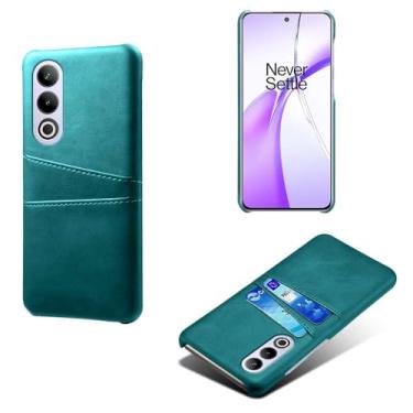 Imagem de Capas Compatível com Oneplus ACE 3V,Caso de couro PU-Tampa de telefone a prova de choque com 2 slots de cartão,Proteção anti-impressão digital e anti-gota-Green