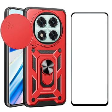 Imagem de WVOZWWO Capa para Xiaomi redmi Note 14 Pro 5G/Poco X7 5G com protetor de tela, capa protetora com suporte para câmera, capa de telefone militar para Redmi Note 14 Pro 5G (Note 14 Pro 5G vermelho)