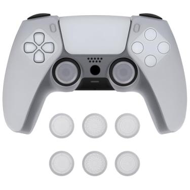 Imagem de playvital Capa De Silicone Antiderrapante Para Controle Ps5, Modelo Encaixável Da Série Pure, Borracha Macia Sem Fio Compatível Com Estação Carregamento E Capas Polegar - Branco Transparente