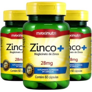 Imagem de KIT 3X Zinco+ 28mg 255% IDR 60 cápsulas - Maxinutri