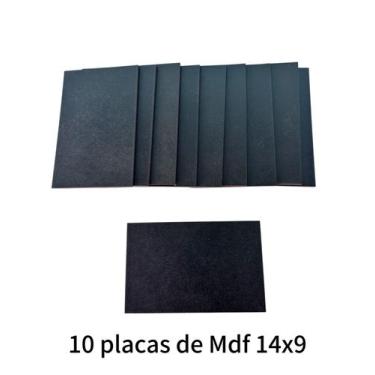 Imagem de Kit com 10 Placas de MDF Preto  14x9 cm ml2 - personalizadoslaser