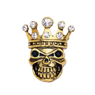 Imagem de Broche de coroa de cabeça de caveira para mulheres homens punk design strass cristal lapela broche personalizado boutonniere gótico roupas vintage chapéu bolsa acessórios festa de Halloween bijuteria