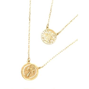 Imagem de Corrente Escapulário São Bento Redondo Vazado Maciça Ouro 18k 750 Legítimo C/Estojo E Certificado