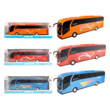 Imagem de Ônibus de Brinquedo, 42cm, Polipropileno, Disponível em Azul, Laranja ou Vermelho