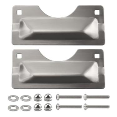Imagem de U 9496 7.6 cm x 17.8 cm Capa de placa de proteção de trinco, placa de segurança de porta de aço inoxidável, fácil de instalar, protege contra entrada forçada (prata) (pacote com 2)
