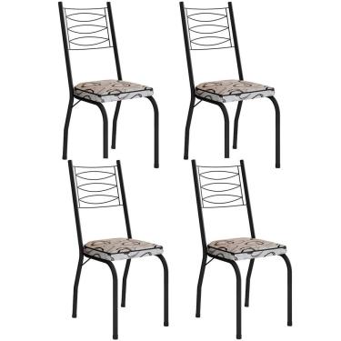 Imagem de Kit 4 Cadeiras Aço Carbono Tubular Metálica Acabamento D-25 Luana Preto-cedro