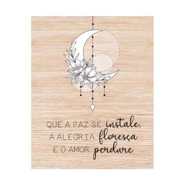 Imagem de Placa Decorativa 20x25 Frase Motivacional Paz Alegria Amor