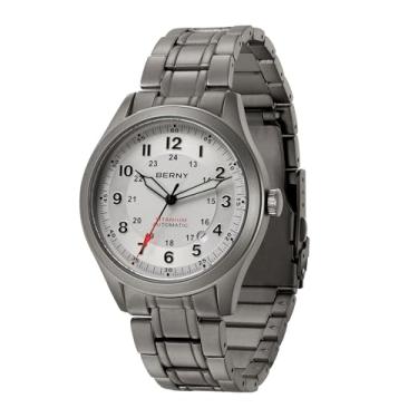 Imagem de BERNY Relógio masculino automático de titânio 10 ATM, impermeável, relógio de campo masculino, superluminoso, analógico, mecânico, militar, relógio de pulso completo de titânio AR safira cristal data