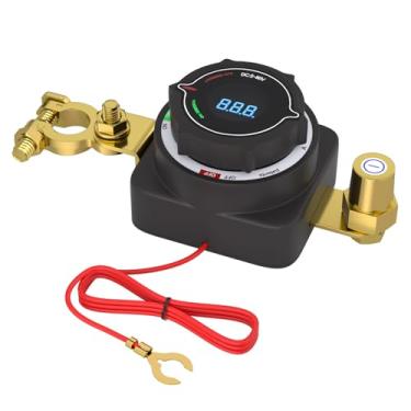 Imagem de Interruptor de desconexão de bateria de poste superior com visor digital de tensão, interruptor de desligamento DC 5-80V liga/desliga, isolador de desconexão mestre de corte de energia para carro