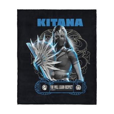 Imagem de Cobertor de lã de ovelha Mortal Kombat Silk Touch – Kitana Learn Respect, frente de lã ultramacia com costas de sherpa aconchegante, 102 x 127 cm