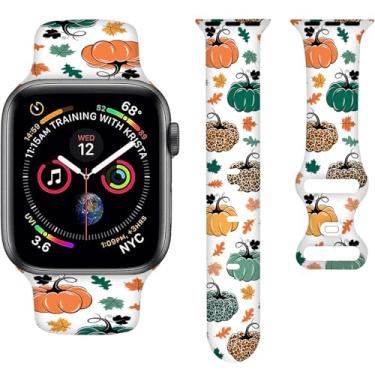 Imagem de Pulseira Hello Fall Autumn Pumpkin Harvest Halloween de 38 mm, 40 mm e 41 mm, pulseira de silicone compatível com Apple Watch Ultra Series SE 9, 8, 7, 6, 5, 4, 3, 2 e 1, para mulheres e homens