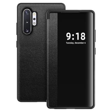Imagem de Capa flip para Samsung Galaxy Note 10 Plus S View, capa protetora de 360 graus para Samsung Note 10+, capa flip para Samsung Note10 Plus 6,8 polegadas (preto)