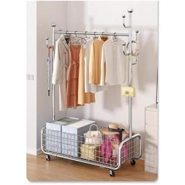 Imagem de Cabide, Cabide Com Armazenamento, Cabide De Roupas Suspenso No Chão, Cabide De Roupas Com Rodas Giratórias Para Quarto, Vestiário, Varanda, Lavanderia, Silver, 60cm