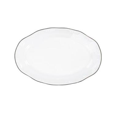Imagem de Travessa Rasa Oval 28cm Porcelana Schmidt - Dec. Filetado Prata Pomero
