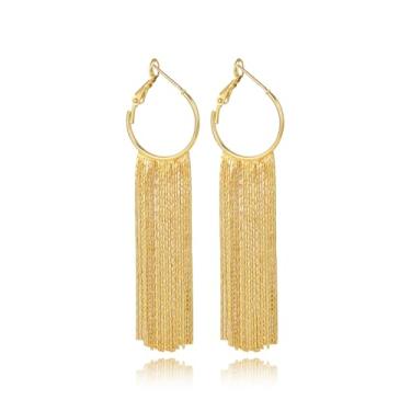 Imagem de WASAIE Brincos femininos com borlas lineares, longos, formais, country, corrente com franja, candelabro, formatura, declaração moderna, para festa, formatura, Latão, Sem pedra preciosa