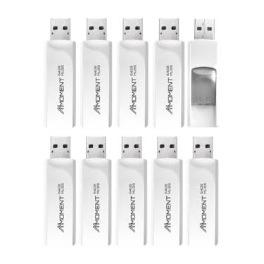 Imagem de MMOMENT Pen drive USB MU39 de 64 GB (pacote com 10) – pen drive retrátil USB 3.2 com conector deslizante, leitura de até 100 MB/s, gravação de 30 MB/s – Memory Stick Plug & Play para PC, Mac, TV