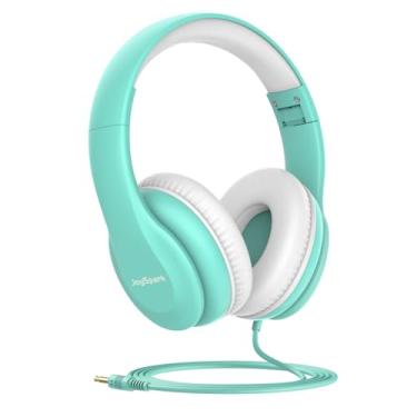 Imagem de JoySpark Fones de ouvido infantis com fio com limite de volume de 85 dB, fones de ouvido infantis de 3,5 mm com cabo, ajustável, som estéreo dobrável para escola (verde)