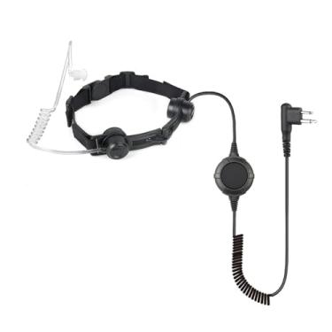 Imagem de BANDARICOMM Fone de ouvido tático com microfone de garganta para militares, laringofone tático, fone de ouvido acústico com PTT de dedo para rádios bidirecionais Motorola Walkie Talkie
