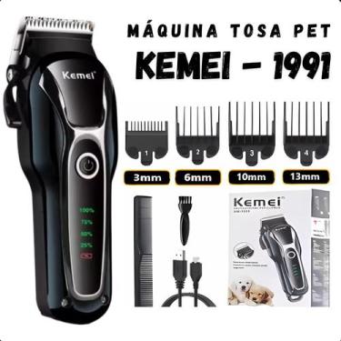 Imagem de Máquina de Tosa Kemei KM-1991  Cortador Potente e Sem Fio para Pets - 