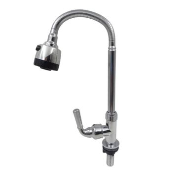 Imagem de Torneira Gourmet Flexível De Parede Com Ducha Cromado Inox Rotação De 360° Cozinha Lavanderia