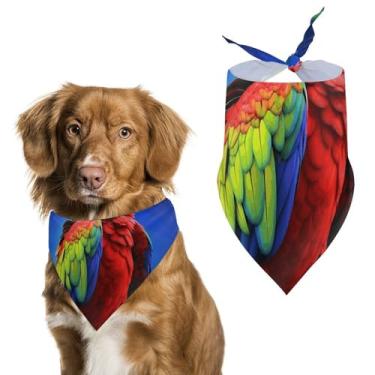 Imagem de Cachecol de poliéster triângulo estampado Parrot para animais de estimação - Tamanho único (70 x 30 cm)