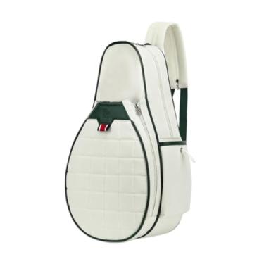 Imagem de UGPLM Mochila de tênis, elegante, multifuncional, resistente à água, portátil, com alça ajustável, bolsa de ginástica, bolsa esportiva para badminton, Grade Branca