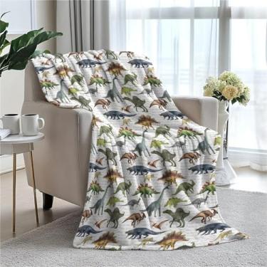 Imagem de Cobertor de lã de dinossauros 152 x 203 cm para sofá cama, cobertor de flanela de microfibra super macio e aconchegante leve para mulheres, homens e crianças