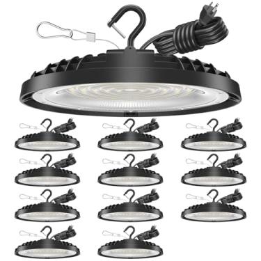 Imagem de Flakeeper Luz LED de alta baía UFO de 150 W, luminária LED de 21.000 lm, 5000 K, substitui halogênio de 600 W, 120 VCA, iluminação Plug & Play para armazéns, oficinas, garagens e celeiros - listado na