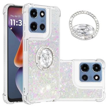 Imagem de Dinglijia Capa de ajuste fino para Motorola G 5G 2025, capa de proteção contra queda de silicone com efeito areia movediça líquida com glitter, capa de proteção de tela e câmera para Moto G 5G 2025
