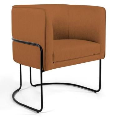 Imagem de Poltrona Decorativa Base Aço Betina C-262 Veludo Telha - Domi