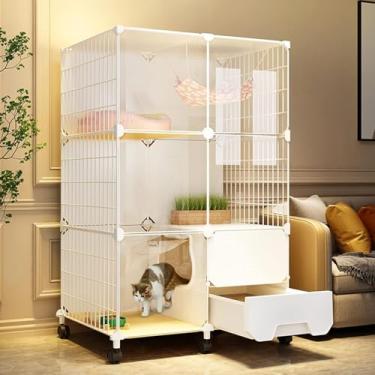 Imagem de Gaiolas Para Gatos Grandes Para Uso Interno, Canil Para Animais De Estimação Para Gatos, Cercadinho Para Cachorros Canil Para Gatos Canil De Arame De Metal Destac, 77 * 47 * 112cm(30 * 18.5 * 44")
